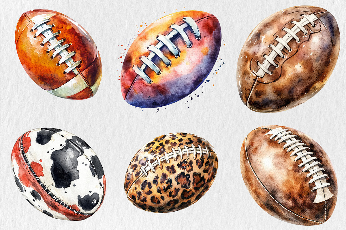 Football Ball Sublimation Bundle, a Seasonal Illustration by Rose Art (Photo 2 of 3)