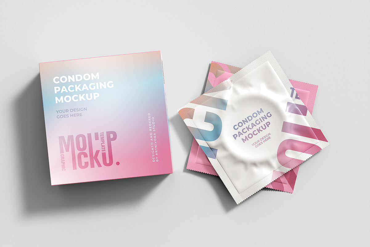 Condom Packaging Mockup, a Packaging Mockup by Artnivora.Std (Photo 3 of 4)