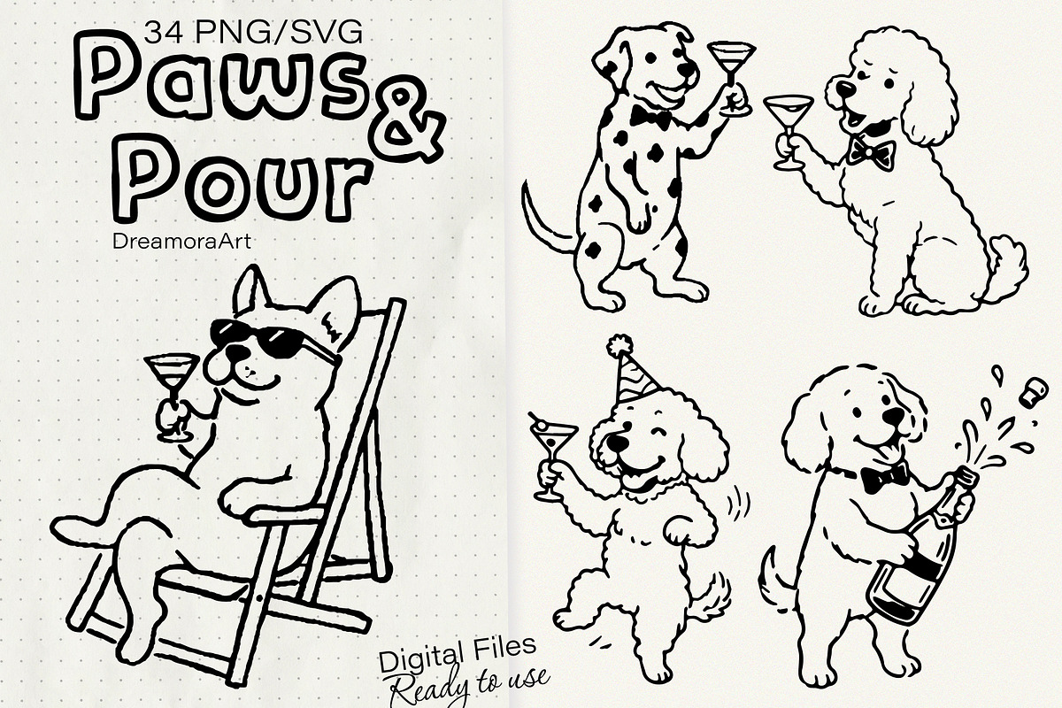 Party Dog PNG & SVG Illustration Set, an Animal Illustration by DreamoraArt (Photo 1 of 8)