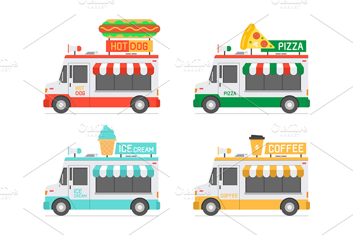 Set of Food Trucks, a Food Illustration by Volyk (Photo 1 of 6)