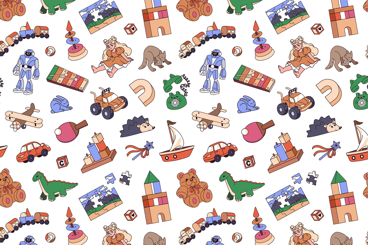 Kids toys, games set + backgrounds, an Object Illustration by PaperTrident (Photo 7 of 7)