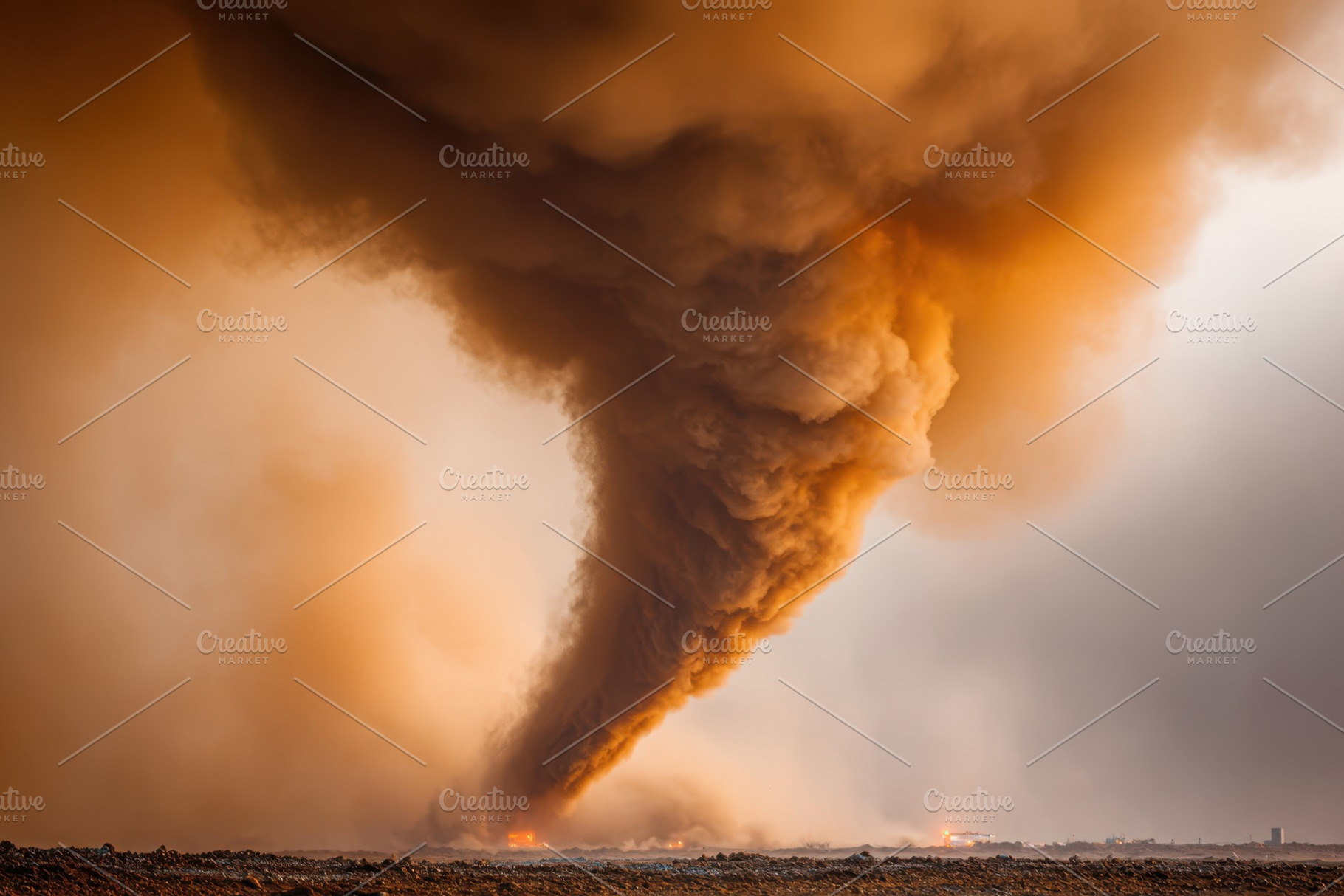 Orange tornado over burning plain, a Nature Photo by AlyaAnd
