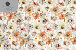 Watercolor Meadow Seamless Patterns