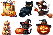 Vintage Halloween Clipart Bundle, an Illustration by Designworld (Thumbnail 4 of 5)