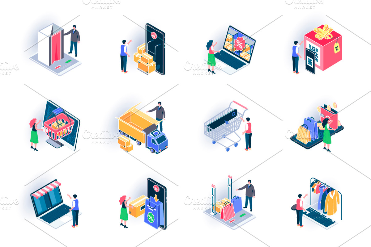 Unique Isometric Icons Pack, an Outline Icon by alexdndz (Photo 18 of 21)