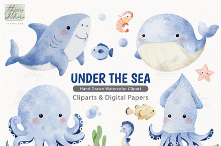 Watercolor Undersea Boy Clipart, an Animal Illustration by TitaLivingArt