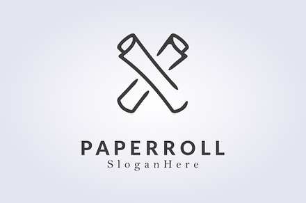 line art paper roll map logo design