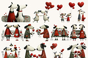 Whimsical Valentine Dog Couple, an Animal Illustration by BusyDaydesign (Thumbnail 2 of 9)
