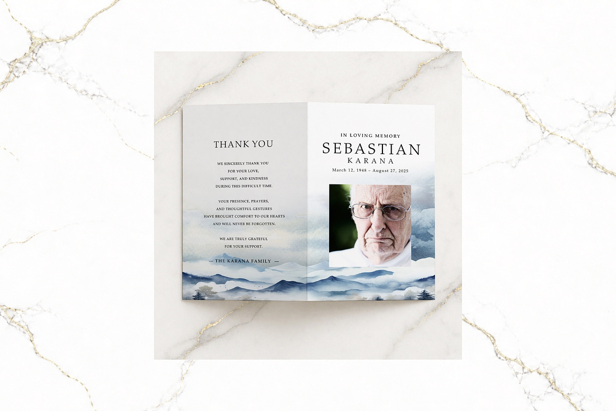 Funeral Bifold Program Canva FR010, a Brochure Template by TyphoonStudio (Photo 6 of 9)