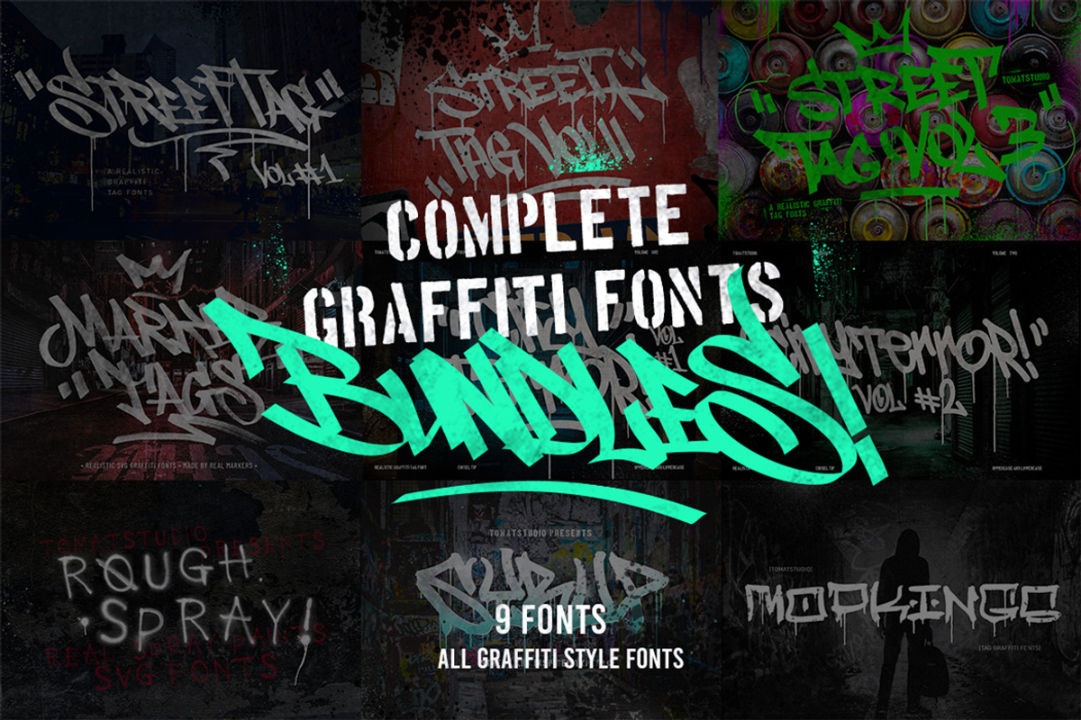 Complete Graffiti Font Bundles!, a Handwritten Font by tomatstudio (Photo 1 of 10)