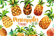 Watercolor Pineapple Clipart, an Illustration by DigitalArtsi (Thumbnail 1 of 3)