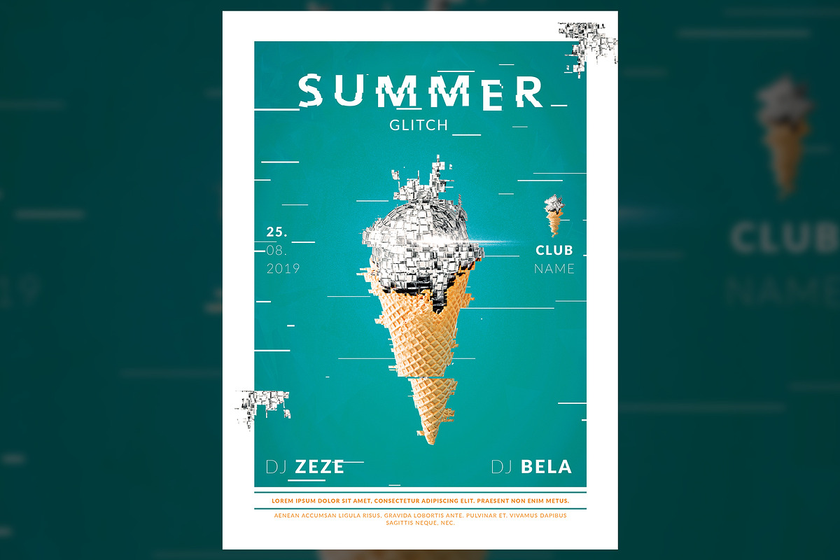Summer Glitch, a Flyer Template by Bellas