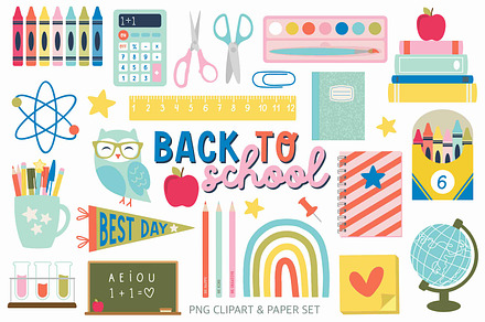 Back To School Clipart & Paper Set, a Seasonal Illustration by Studio Hello Joy