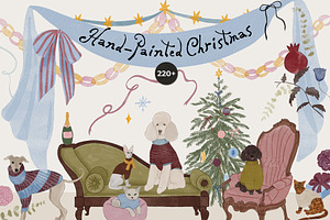 Watercolor Christmas Animals Whimsy, a Seasonal Illustration by Lana Elanor