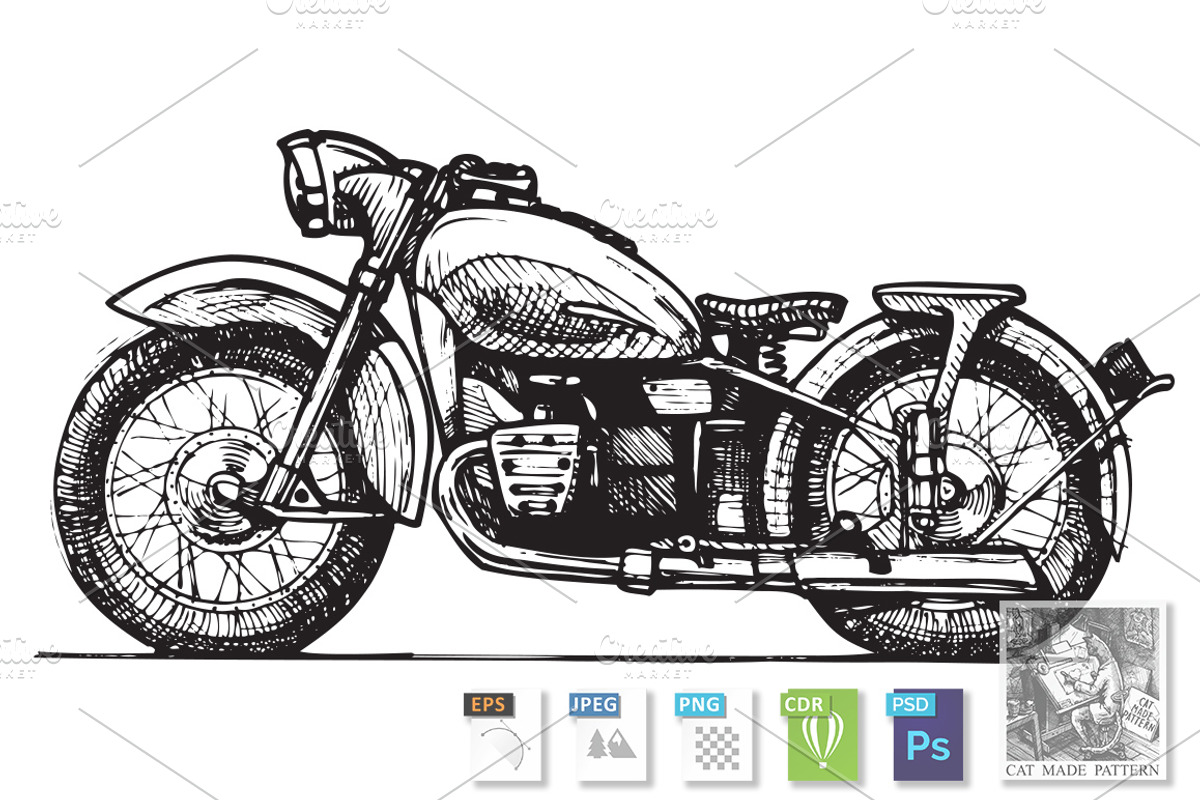 Motorcycle, an Illustration by CatMadePattern