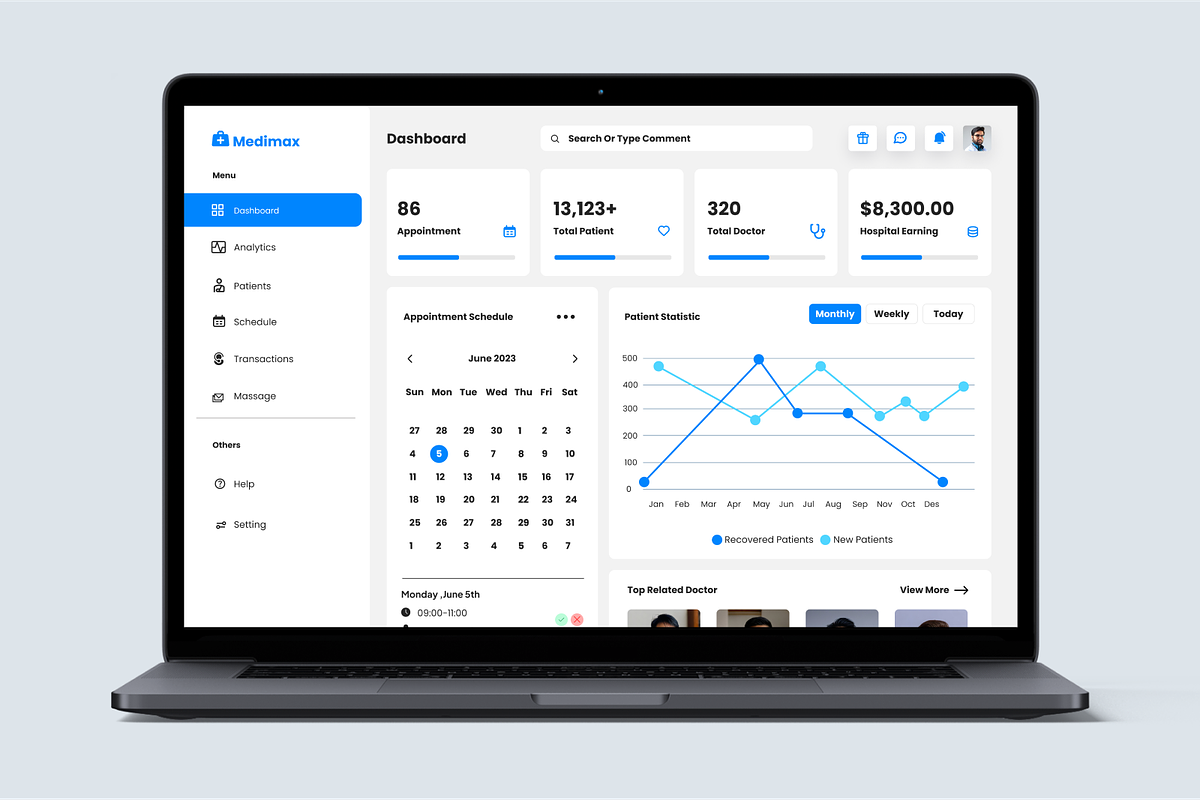 Hospital Management Admin Dashboard, an UI Kit Template by Annora Studio (Photo 4 of 6)