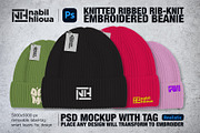 embroidery Ribknit beanie PSD mockup, a Hat Mockup by NH graphic (Thumbnail 1 of 4)