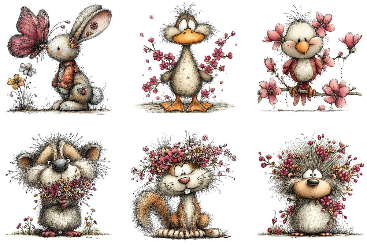 Whimsical Spring Animals Clipart, an Illustration by CraftArtStudio (Photo 5 of 6)
