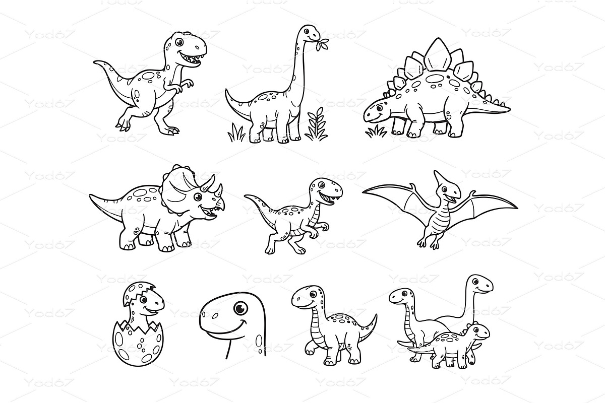 Fun set of cartoon dinosaur, an Animal Illustration by yod67