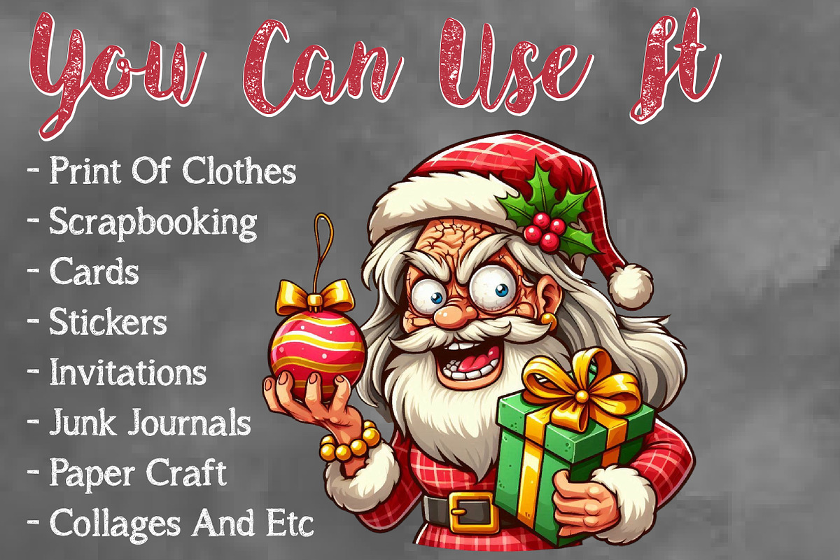 Christmas Crazy Santa Claus PNG, a Seasonal Illustration by Craft Nest (Photo 3 of 7)
