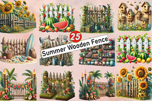 Summer Wooden Fence Sublimation Clip, an Illustration by SVGArt