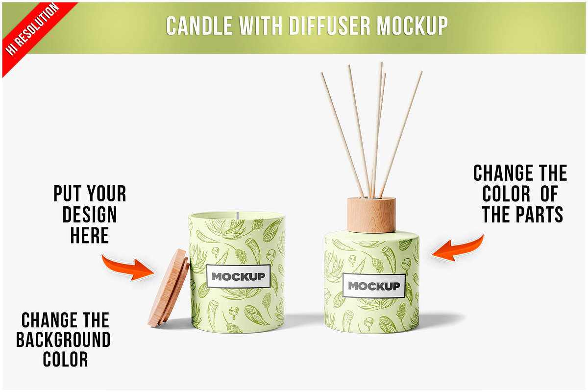 Candle With Diffuser Mockup PSD, a Cups & Container Mockup by Bruno's Shop (Photo 1 of 4)