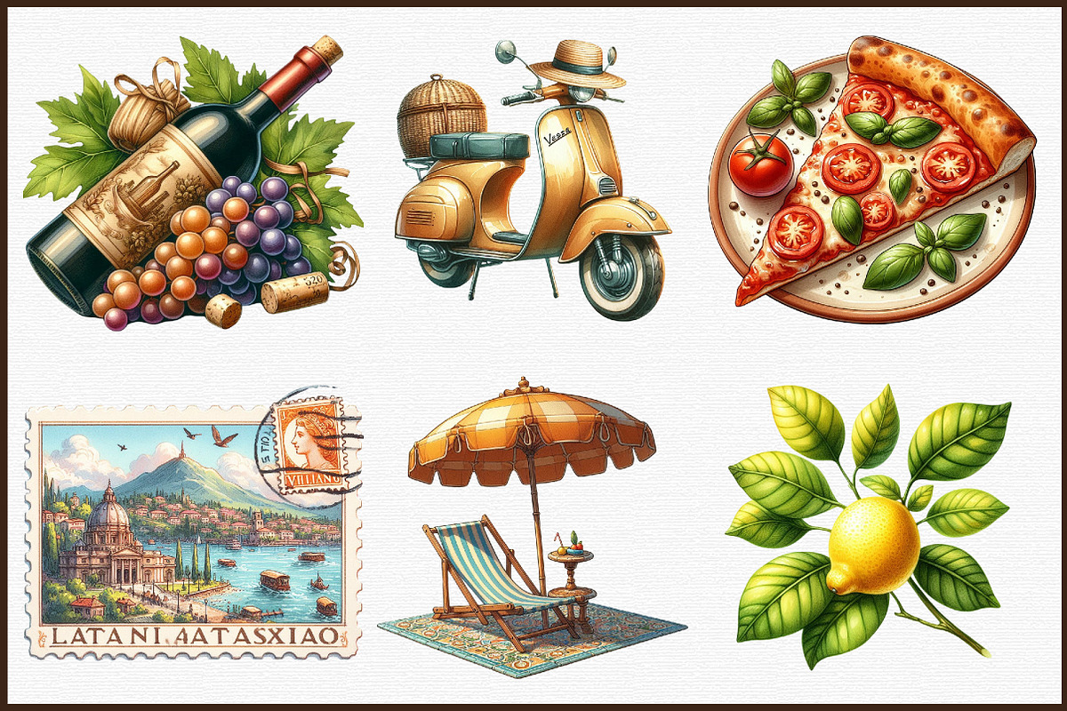 Antique Italian Summer Clipart, an Illustration by Sublimation Artist (Photo 3 of 6)
