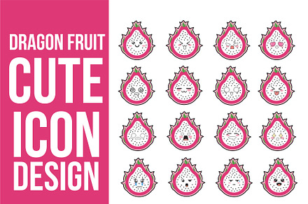 Dragon Fruit Cute Icons Design