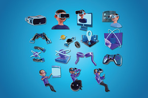 Set Of 3d Icons VR Element Bundle