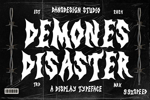 Demones Disaster Horror Metal, a Blackletter Font by dansdesign