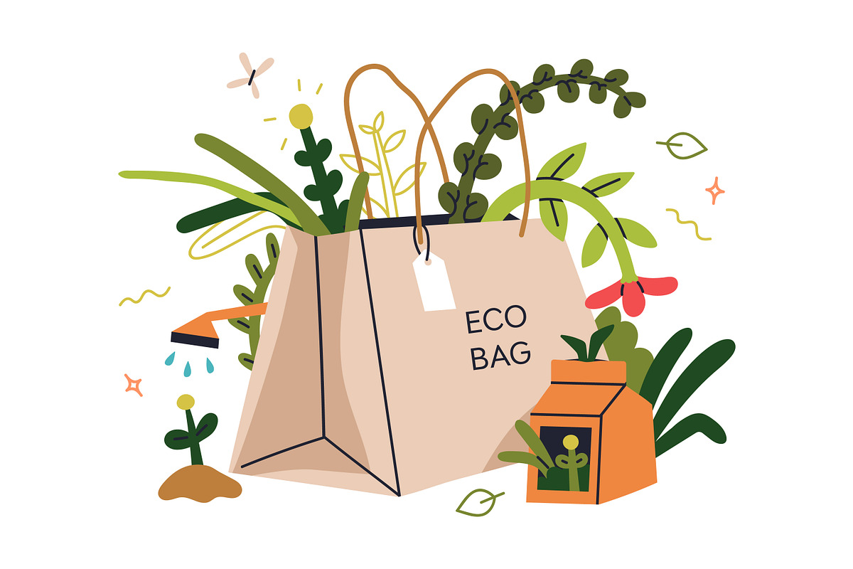 Eco package. Paper bags, kraft boxes, an Object Illustration by Good Studio (Photo 4 of 7)
