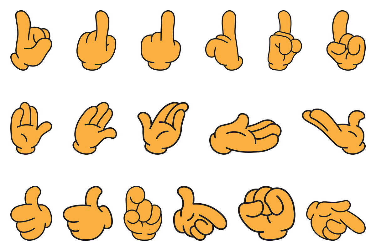 50+Four-Fingered Cartoon Hands Pack, an Object Illustration by Graplick (Photo 2 of 3)