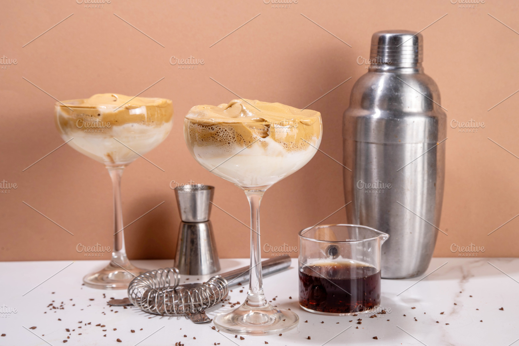 Dalgona espresso martini cocktail, a Food & Drink Photo by Rimma