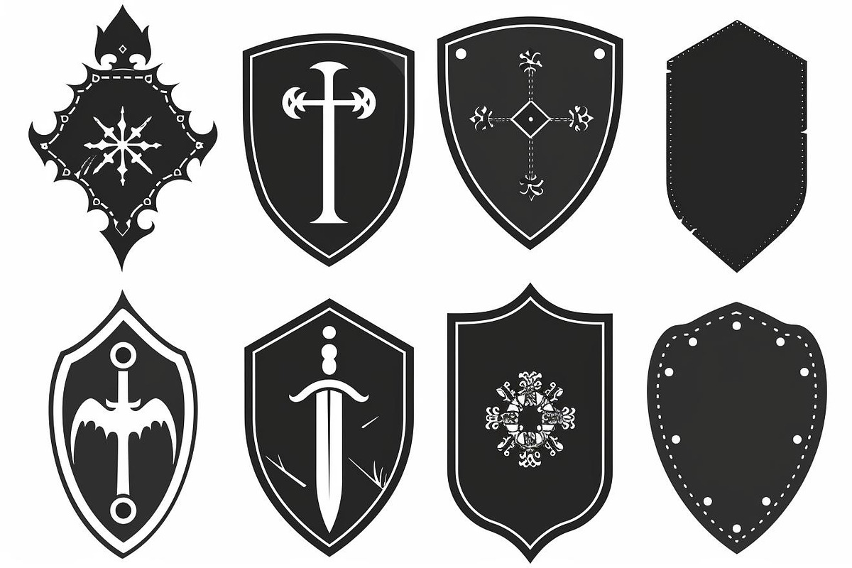Medieval Shield Silhouette Set, an Illustration by hafijul (Photo 9 of 10)