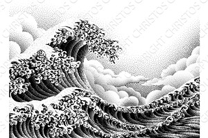 Great Wave Ocean Sea Japanese Design, a Background Graphic by Christos Georghiou
