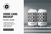 Drink Cans Mockup - Fridge Scene, a Packaging Mockup by TD Mockup (Thumbnail 1 of 2)
