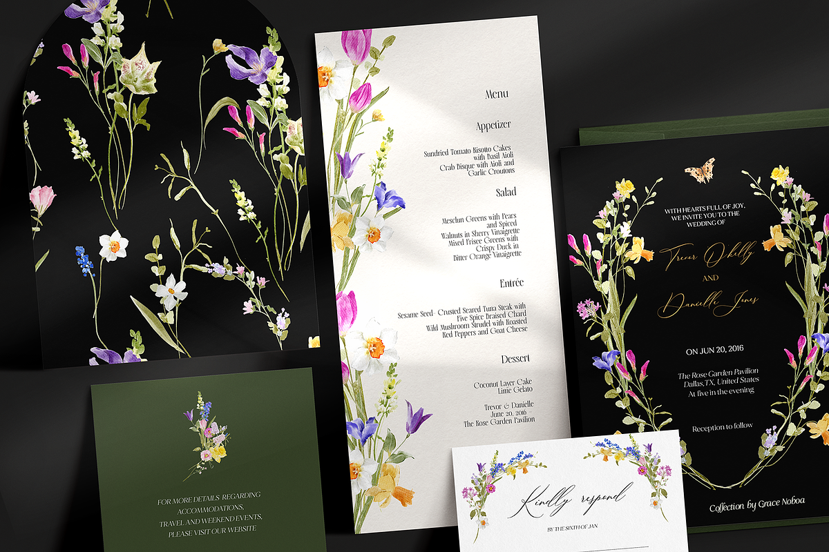 FIORE Bright watercolor flowers, a Decorative Illustration by Grace Noboa Illustrations (Photo 12 of 17)