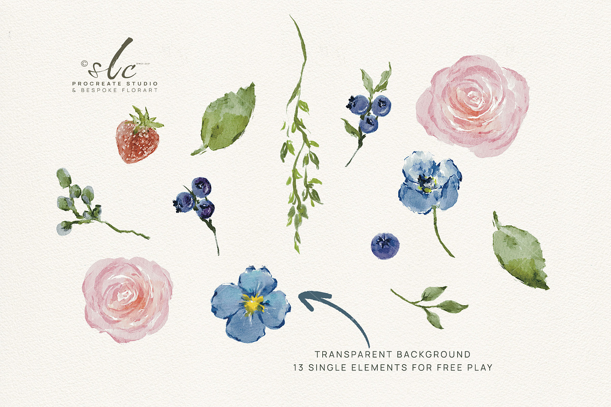 Berry Floral Watercolor Illustration, a Seasonal Illustration by slowlivecreate (Photo 2 of 6)