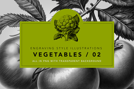 Vegetables in engraving style / 02