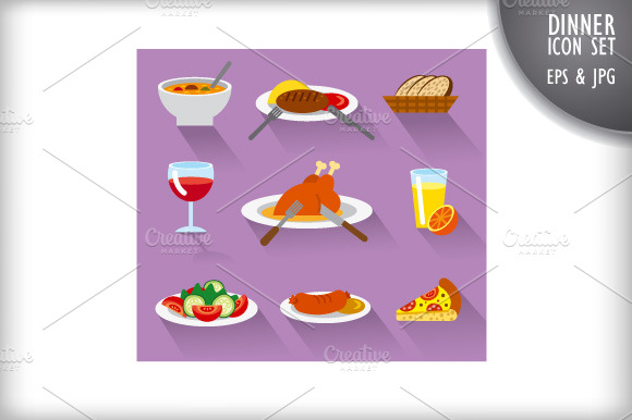 Dinner And Breakfast Icons