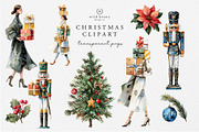 Christmas Watercolor Clipart Bundle, a Seasonal Illustration by Wild Honey Design Co. (Thumbnail 1 of 6)