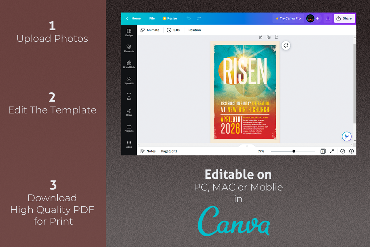 Risen Church Flyer Template | Canva, a Flyer Template by loswl (Photo 3 of 5)