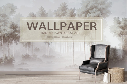 Abstract Forest Art Wallpaper Set
