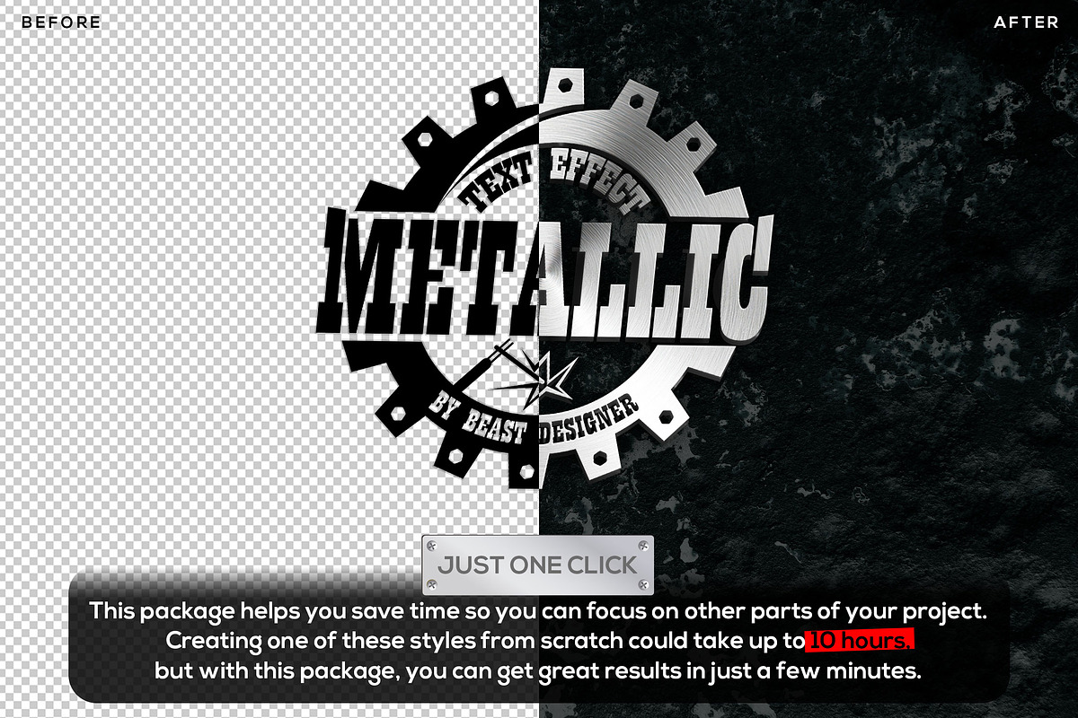 Editable Metallic Metal Text Effect, a Layer Style Add-On by Beast Designer (Photo 2 of 2)
