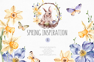 Watercolor Spring Easter Clipart