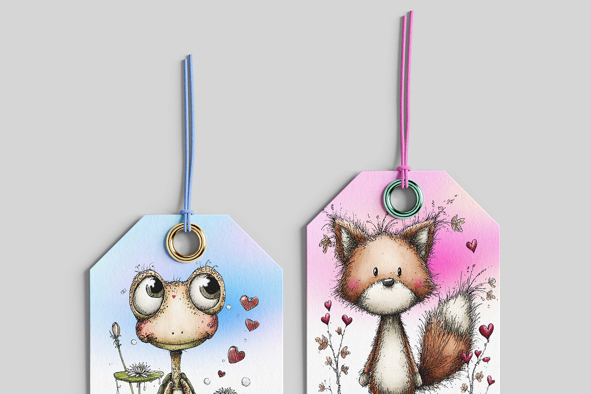 Valentine Lovers Whimsical Animals, an Illustration by one-touch (Photo 4 of 13)