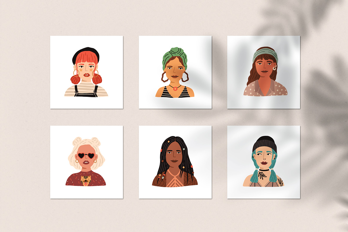 Modern women portraits set, a Person Illustration by Good Studio (Photo 6 of 6)