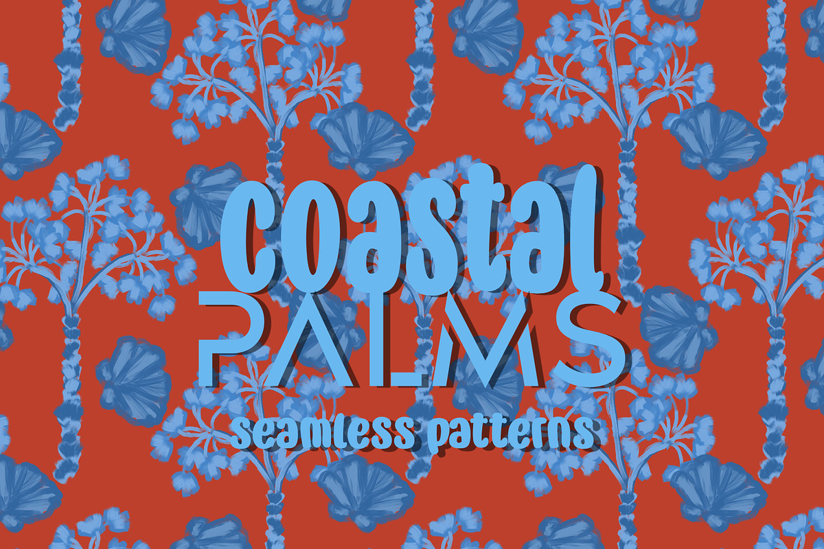 Tropical palms brown blue pattern, a Pattern Graphic by Nocito Design (Photo 1 of 6)
