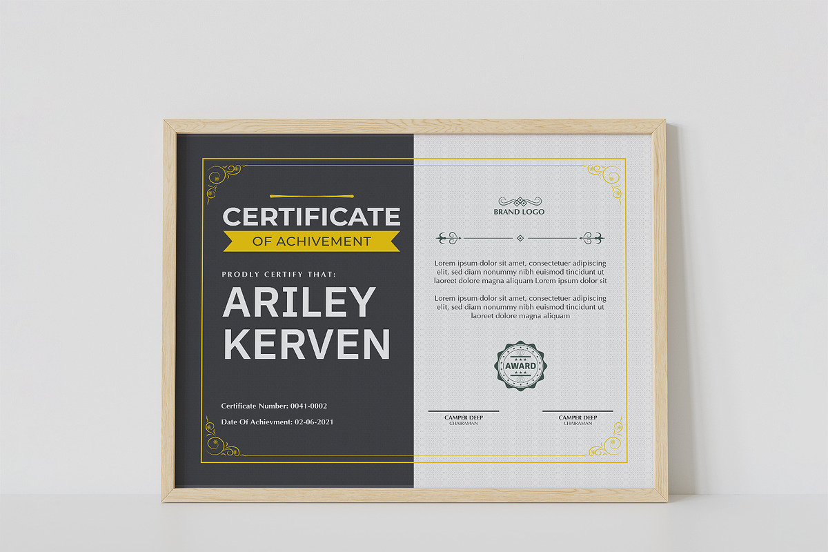 Certificate Of Achievement Design, a Stationery Template by MRI STUDIO (Photo 2 of 12)