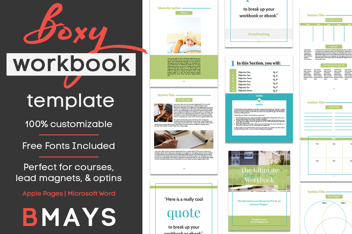 Boxy Workbook & Layout Template, a Presentation Template by BMAYS Design (Photo 2 of 6)